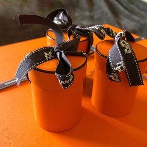 Hermes Orange Empty Twilly Container Box with Ribbon